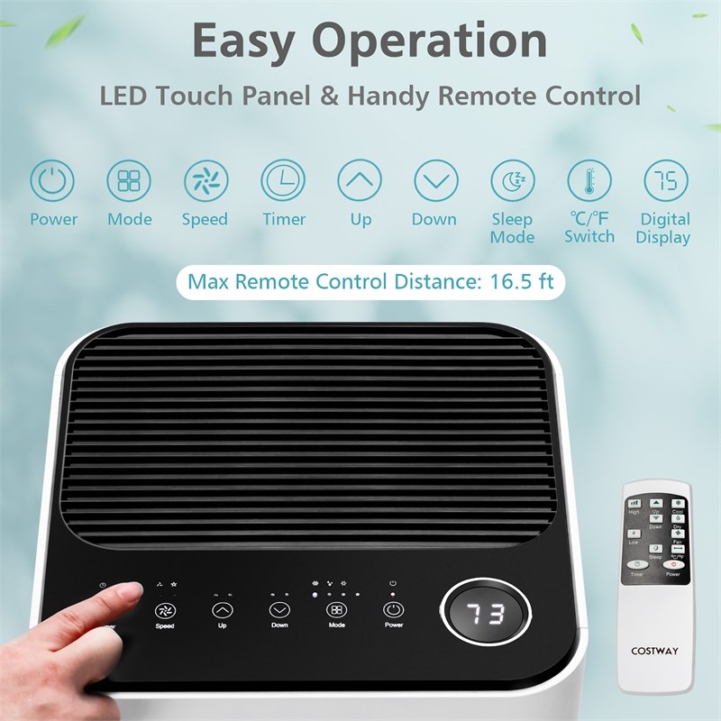 Pemberly Row 10000BTU White Portable Air Conditioner Cooler with Different Modes