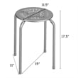 Pemberly Row Set of 6 Stackable Metal Stool Set Backless Round Top in Gray