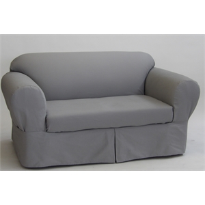 Pemberly Row Contemporary Cotton Twill 2 Piece Sofa Slipcover in Gray