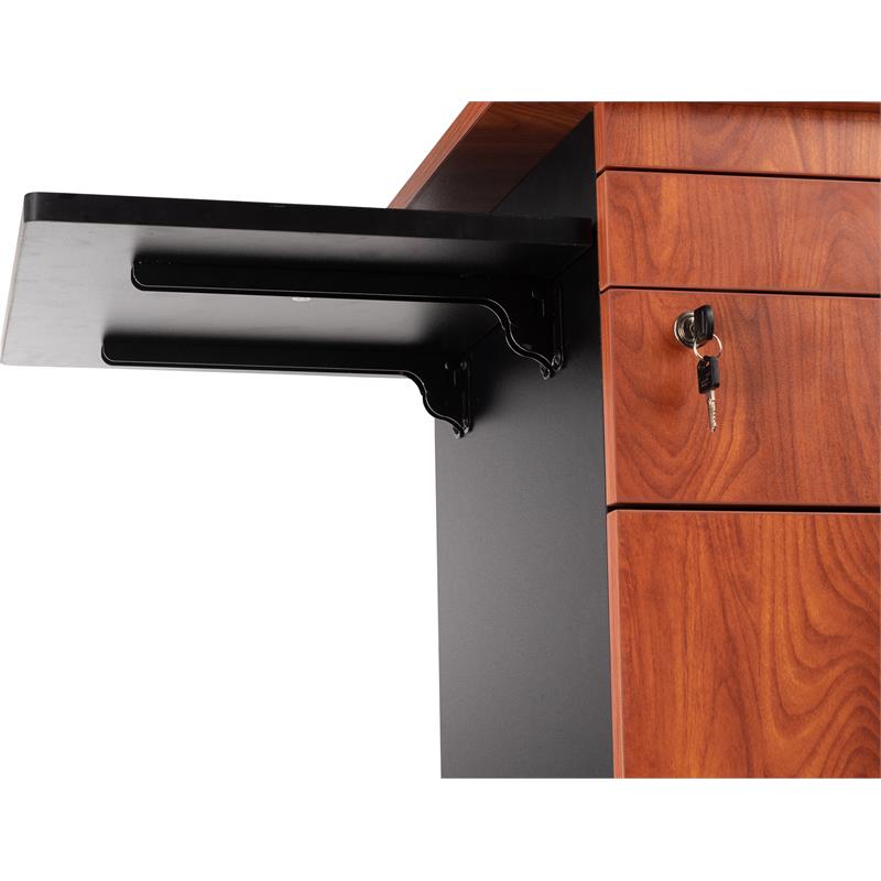 Pemberly Row Modern Wood Multimedia Cart in Wild Cherry/Black
