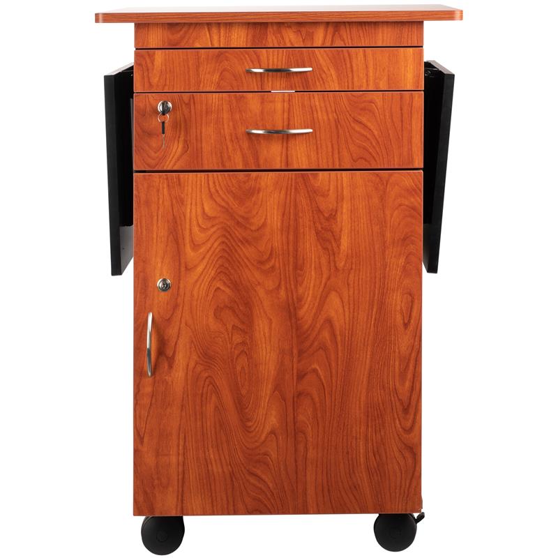 Pemberly Row Modern Wood Multimedia Cart in Wild Cherry/Black