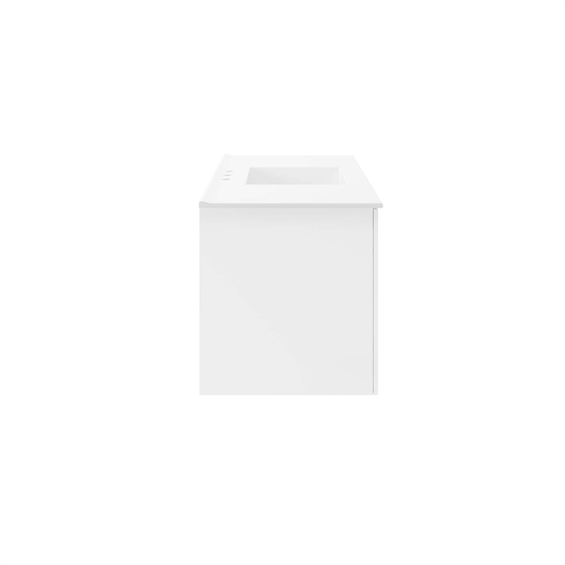 Pemberly Row Modern Wood Single Sink Bathroom Vanity in White
