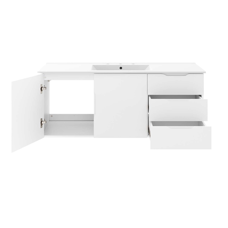 Pemberly Row Modern Wood Single Sink Bathroom Vanity in White