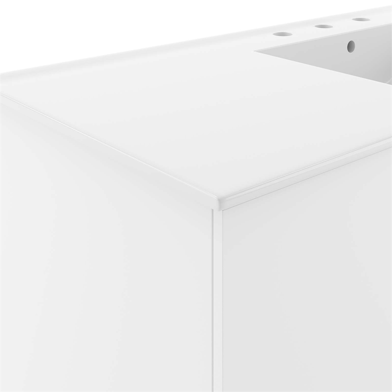 Pemberly Row Modern Wood Single Sink Bathroom Vanity in White