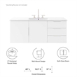 Pemberly Row Modern Wood Single Sink Bathroom Vanity in White