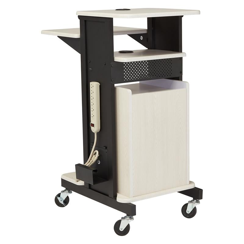 Pemberley Row Metal Ivory/Black Presentation Cart Adjustable 40.5