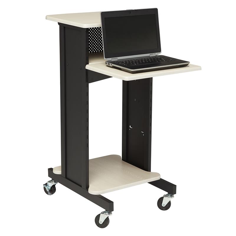 Pemberly Row Modern Metal Premium Presentation Cart in Ivory/Black