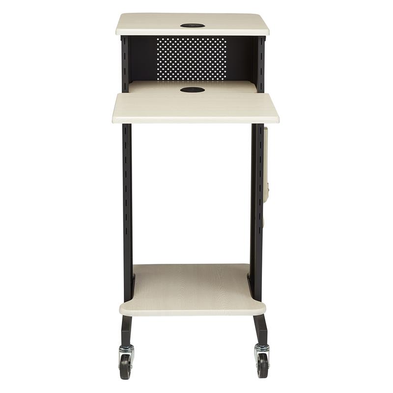 Pemberly Row Modern Metal Premium Presentation Cart in Ivory/Black