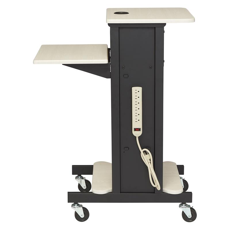 Pemberly Row Modern Metal Premium Presentation Cart in Ivory/Black