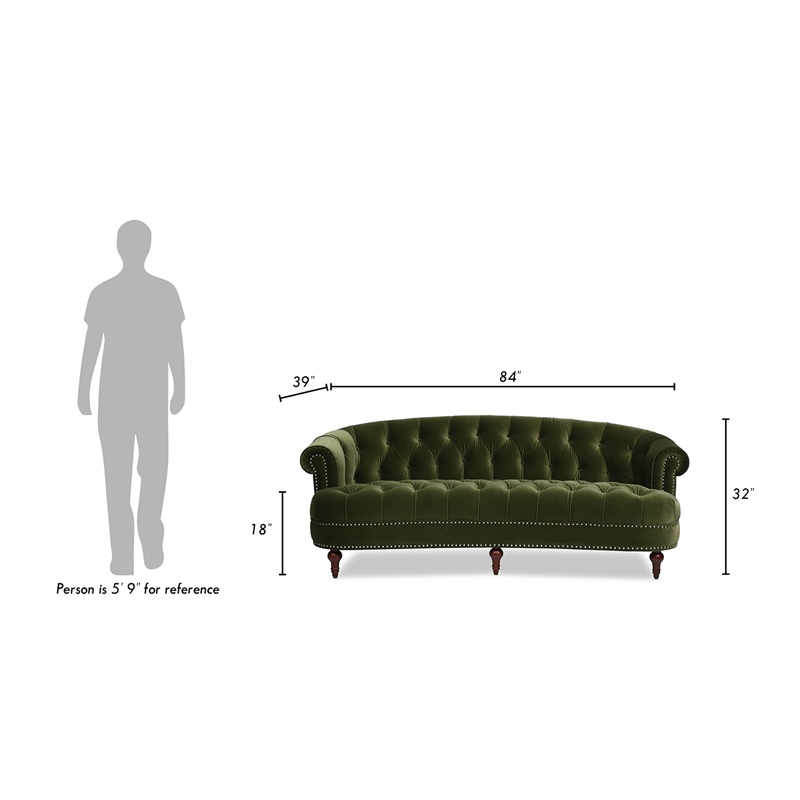Pemberley Row Performance Velvet Olive Green Sofa Rectangular Button Tufted 84