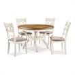 Pemberly Row Contemporary 5-Piece Solid Wood Dining Set in Beige/Brown