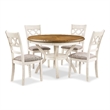 Pemberly Row Contemporary 5-Piece Solid Wood Dining Set in Beige/Brown