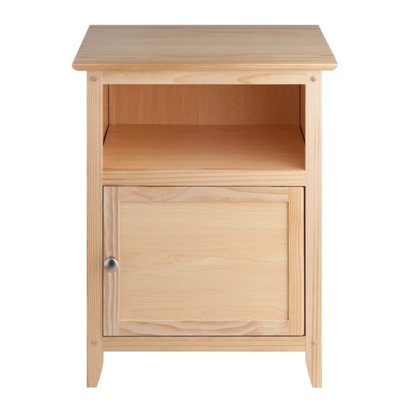 Pemberly Row Transitional Solid Wood Nightstand with Cabinet in Natural