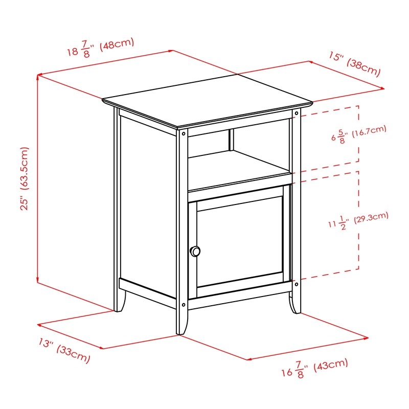 Pemberly Row Transitional Solid Wood Nightstand with Cabinet in Natural