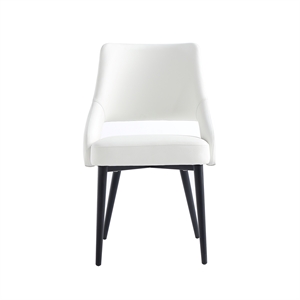 Pemberly Row Contemporary White Leatherette Dining Chair with Metal Legs