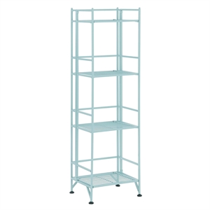 Pemberly Row Xtra Storage Four-Tier Folding Shelf with Green Metal Frame