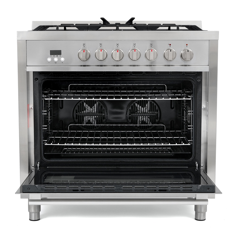 Pemberly Row 36 in. Stainless Steel Dual Fuel Range with Convection Oven