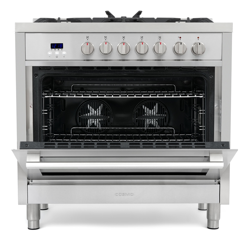 Pemberly Row 36 in. Stainless Steel Dual Fuel Range with Convection Oven