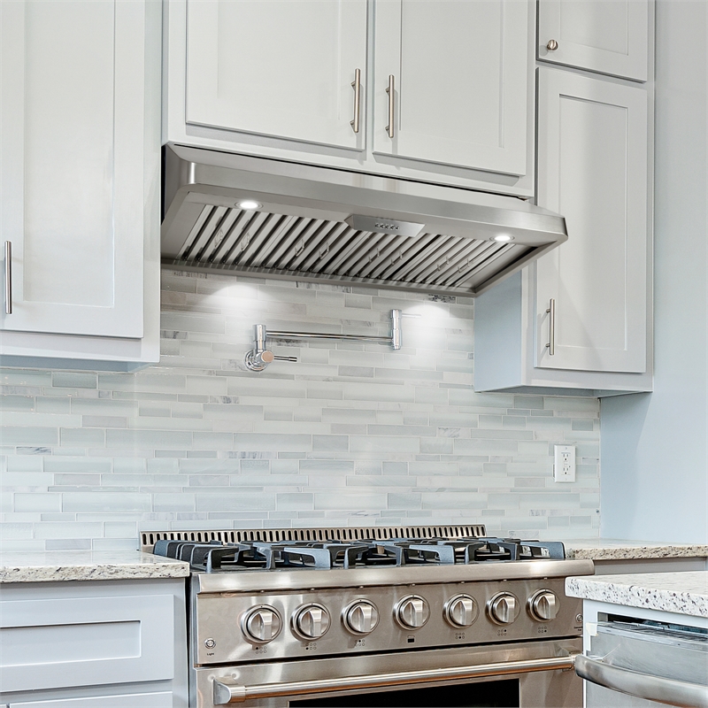 Pemberly Row 48 in. Ducted Under Cabinet 500 CFM Stainless Steel Range Hood
