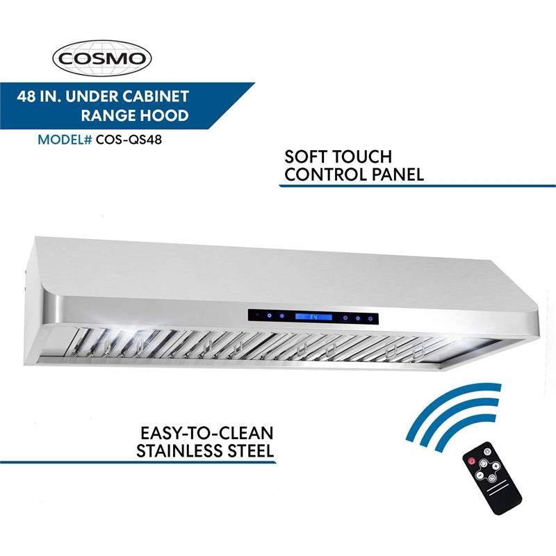 Pemberly Row 48 in. Ducted Under Cabinet 500 CFM Stainless Steel Range Hood