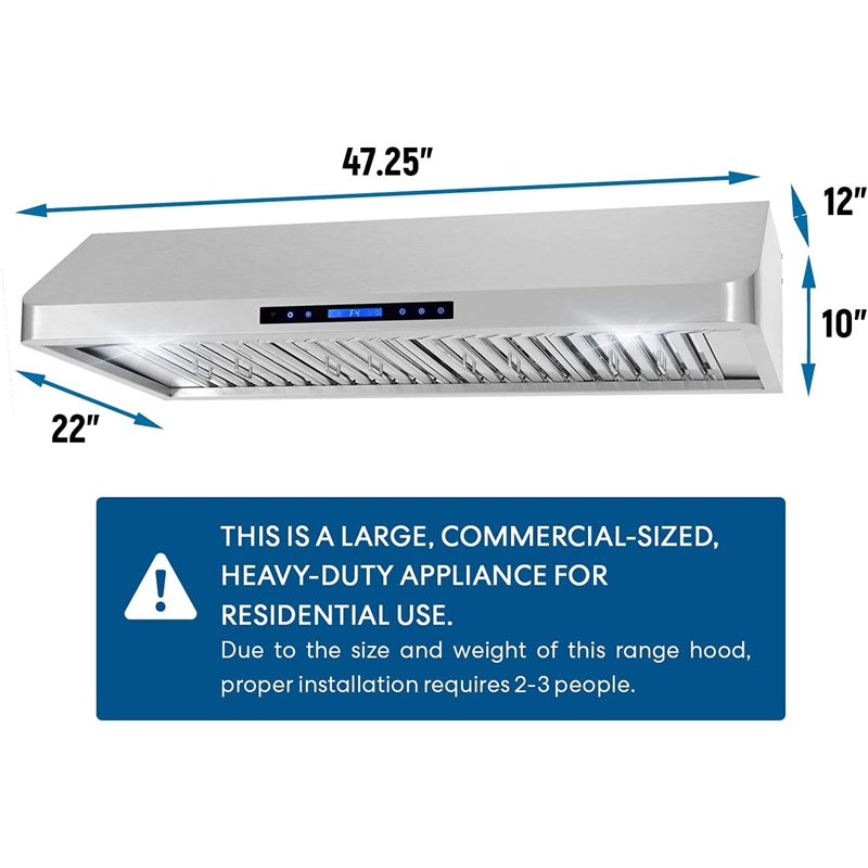 Pemberly Row 48 in. Ducted Under Cabinet 500 CFM Stainless Steel Range Hood