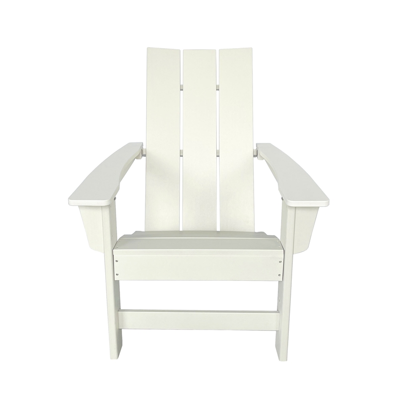 Pemberly Row Modern Resin All-Weather Patio Porch Adirondack Chair in White