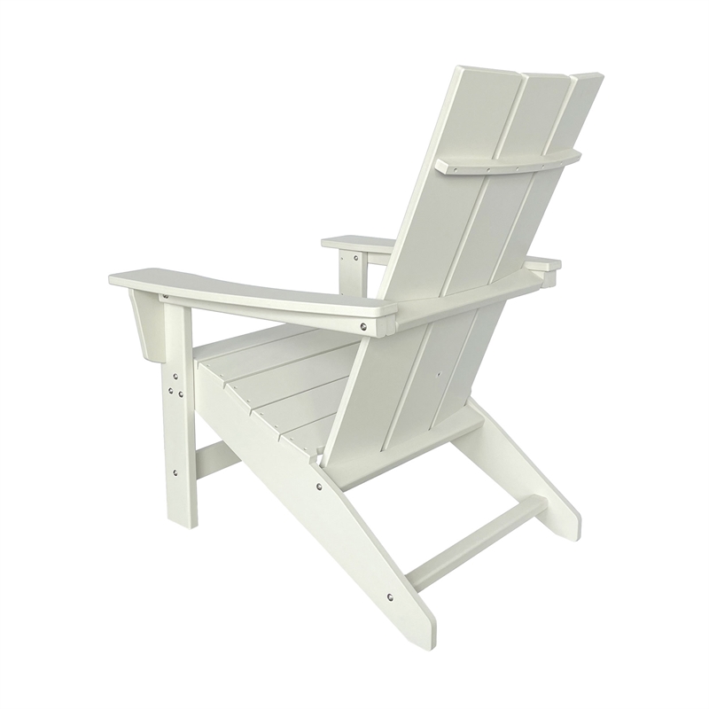 Pemberly Row Modern Resin All-Weather Patio Porch Adirondack Chair in White
