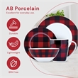 Pemberly Row Porcelain Dinner Set 16 Piece Buffalo Plaid Red/Black