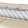 Pemberly Row Hollywood Swank Queen Tufted Leather Bed - Creamy Pearl