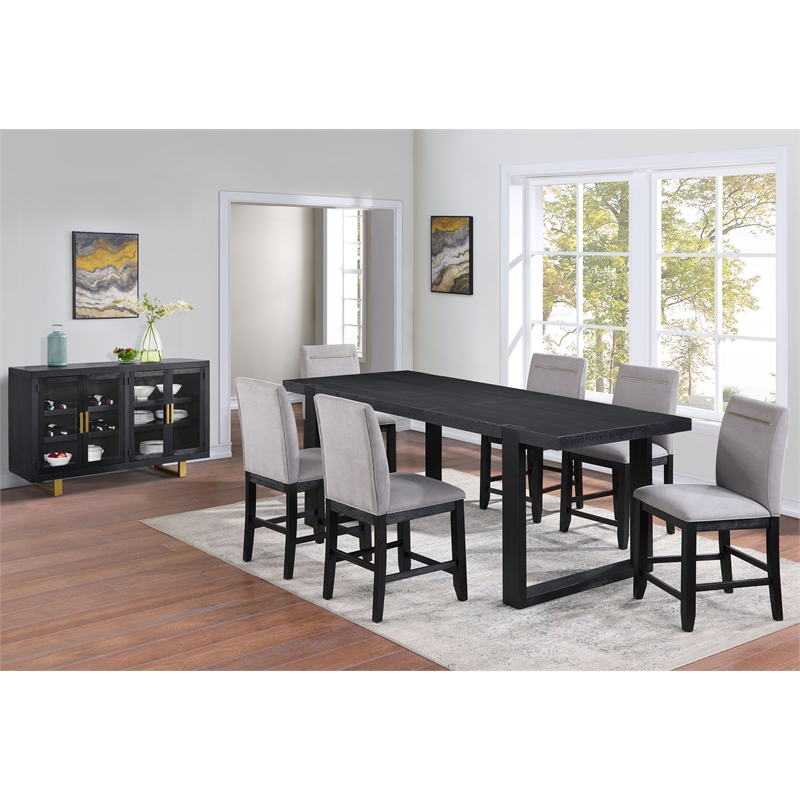 Pemberly Row Extendable Rubbed Charcoal 8-piece Counter Height Dining Set