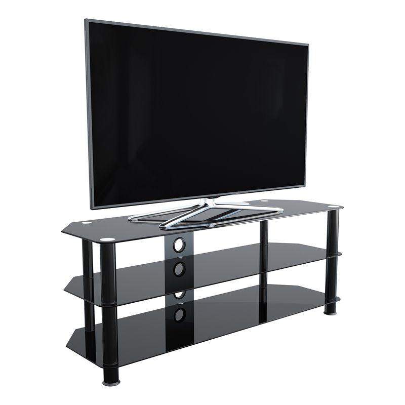 Pemberly Row Transitional Steel and Glass TV Stand for 39