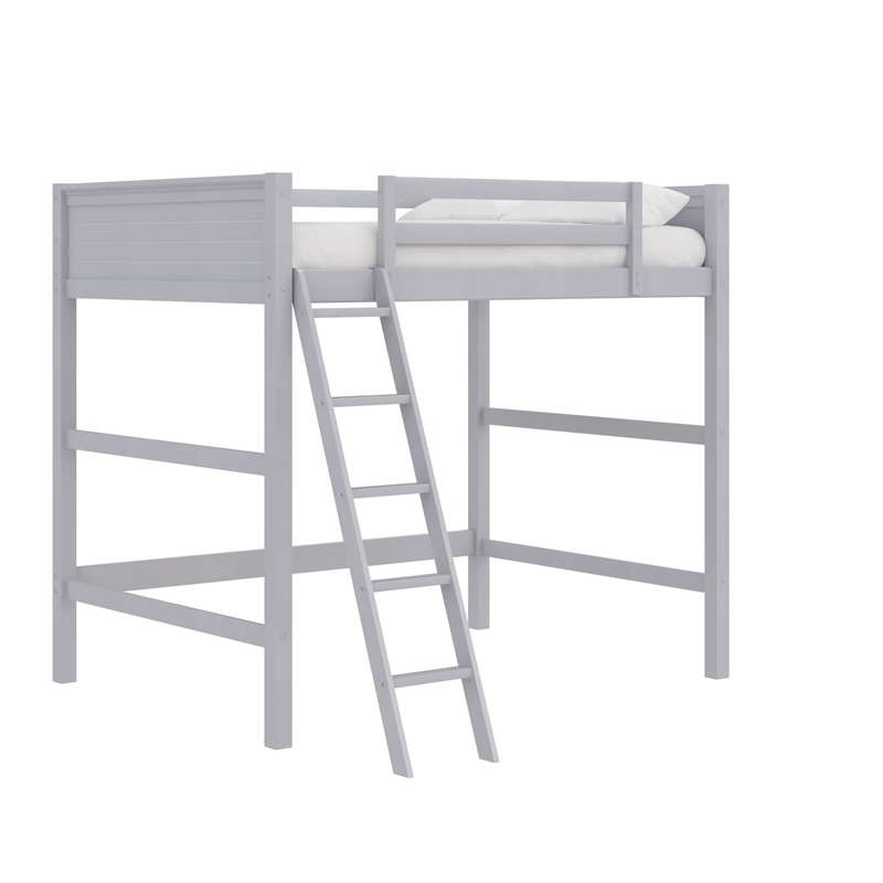 Pemberly Row Traditional Wood Full Size Loft Bed in Gray Finish