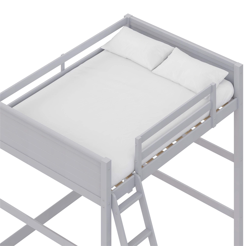 Pemberly Row Traditional Wood Full Size Loft Bed in Gray Finish