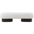 Pemberly Row Contemporary Rich Cream Boucle Fabric Bench in Black