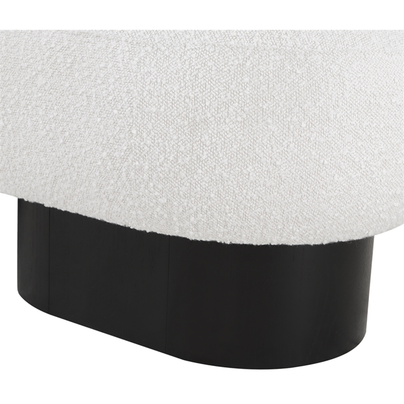 Pemberly Row Contemporary Rich Cream Boucle Fabric Bench in Black