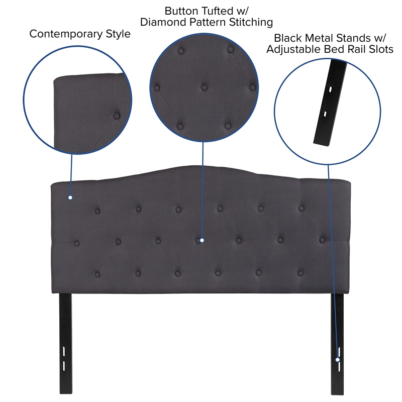Pemberly Row Modern Tufted Full Panel Headboard in Dark Gray