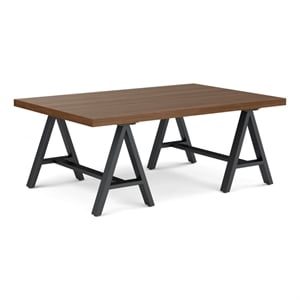 Pemberly Row Industrial 48 inch Wide Solid WALNUT Wood and Metal Coffee Table