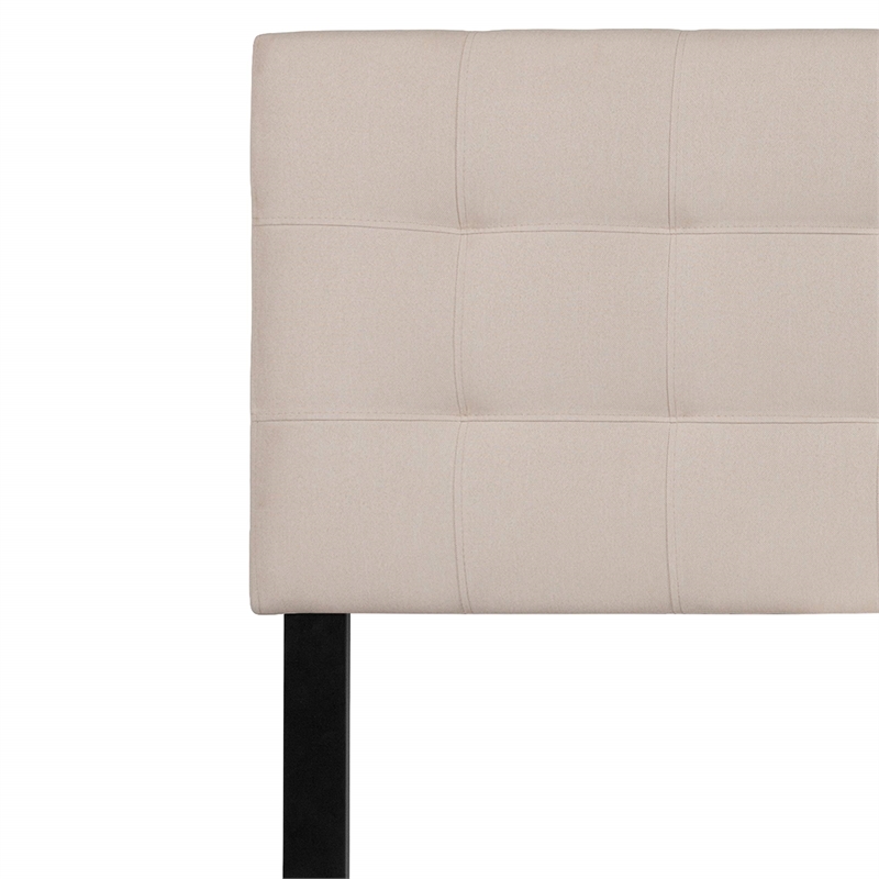 Pemberly Row Contemporary King Fabric Panel Headboard in Beige