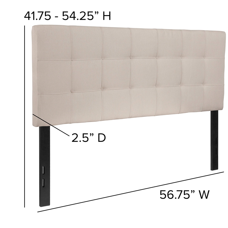 Pemberly Row Contemporary Tufted Full Panel Headboard in Beige