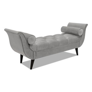 Pemberly Row Modern Tufted Flared Arm Entryway Bench Opal Gray