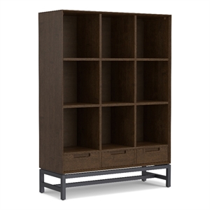 Pemberly Row Hardwood 58x42&quot Modern 9Cube Bookcase with Drawer in Walnut Brown