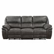 Pemberly Row Modern Microfiber Power Double Reclining Sofa in Gray
