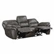 Pemberly Row Modern Microfiber Power Double Reclining Sofa in Gray