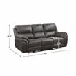 Pemberly Row Modern Microfiber Power Double Reclining Sofa in Gray