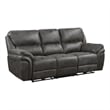 Pemberly Row Modern Microfiber Power Double Reclining Sofa in Gray