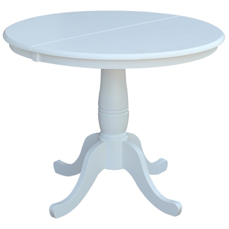 Pemberly Row Solid Wood Extendable Dining Table in White with 12