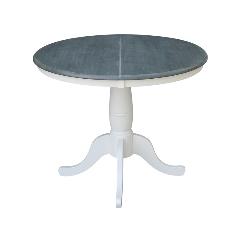 Pemberley Row Hardwood White/Heather Gray Dining Table Round Pedestal 36