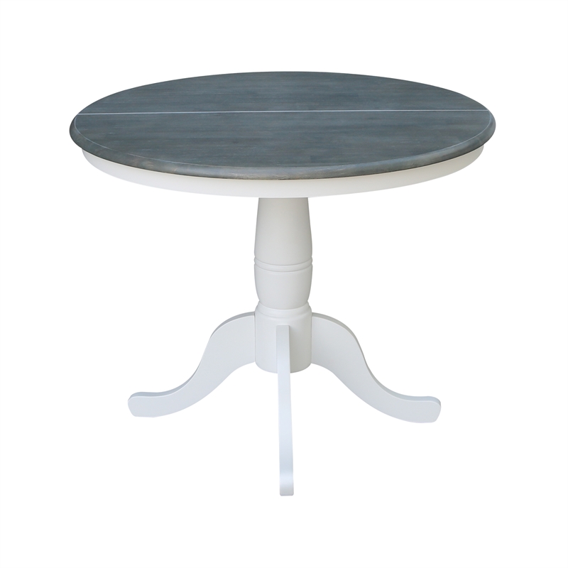 Pemberley Row Hardwood White/Heather Gray Dining Table Round Pedestal 36