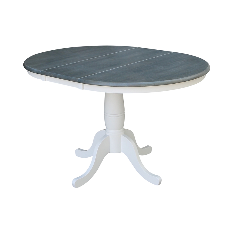 Pemberley Row Hardwood White/Heather Gray Dining Table Round Pedestal 36