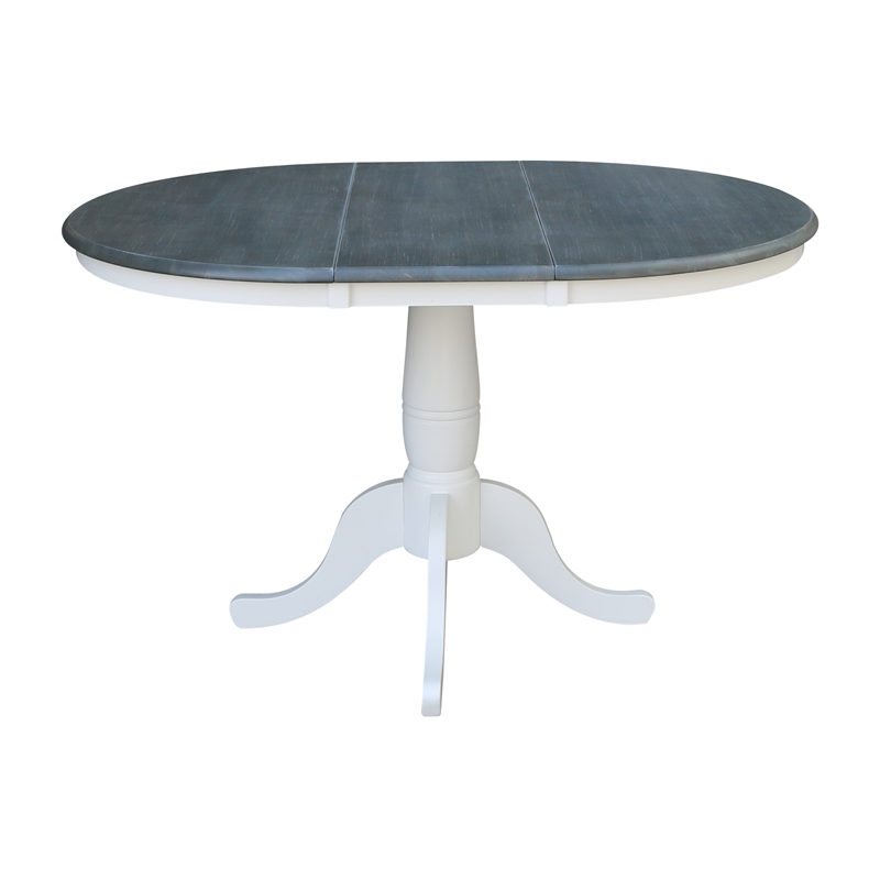 Pemberley Row Hardwood White/Heather Gray Dining Table Round Pedestal 36